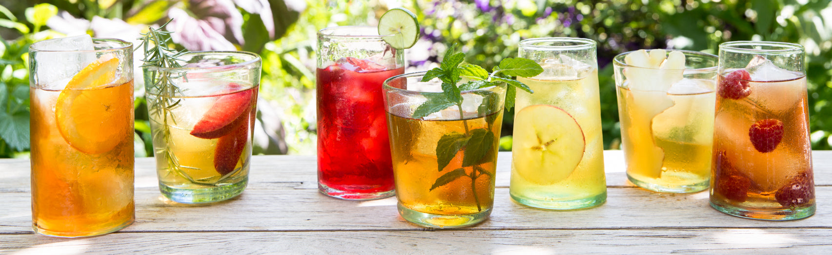 iced herbal teas on table