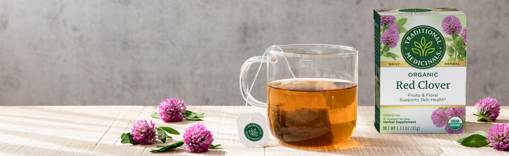 Red Clover tea steeping